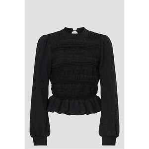 SEA Rita smocked long sleeve Blouse BLACK‎ Small